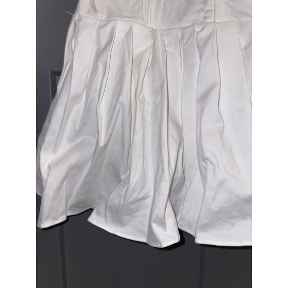 Edikted Perri XS White Pleated Corset Mini Visit Tie Shoulder Straps Drop Waist - Picture 5 of 10